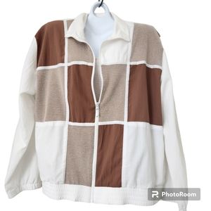 Teddi Soft Neutral Toned Color Block Lightweight Windbreaker Full Zip Jacket  XL